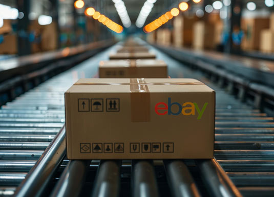 Pacco Ebay su nastro trasportatore