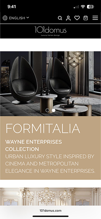 anteprima delll'interfaccia mobile