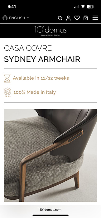 anteprima delll'interfaccia mobile