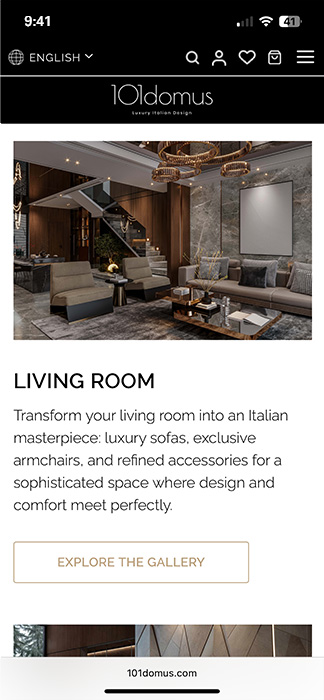 anteprima delll'interfaccia mobile